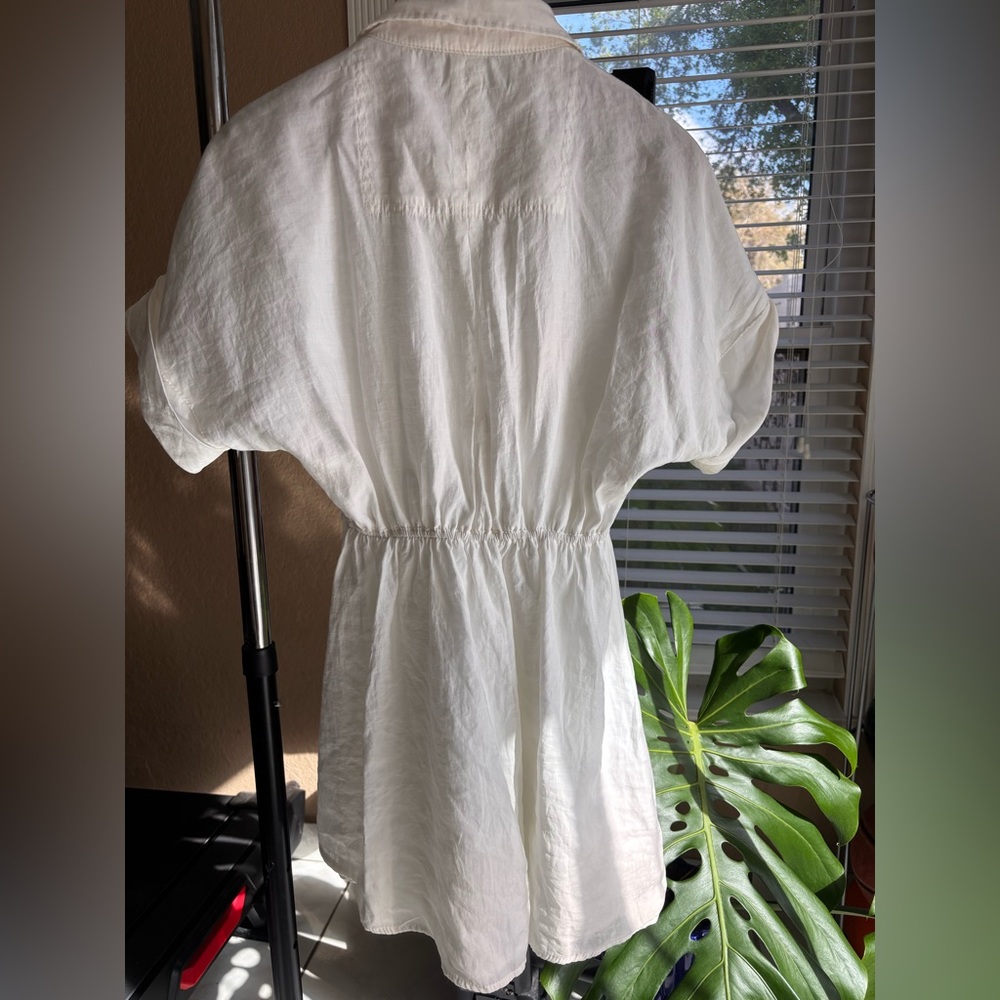 Zara White Button-Front Linen Dress - Picture 2 of 6